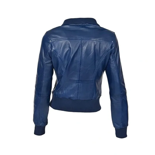 blue leather jacket