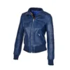 blue leather jacket