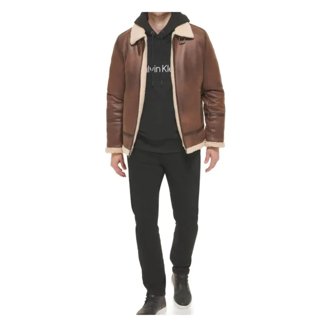 Calvin Klein Faux Leather Men-Bomber Jacket