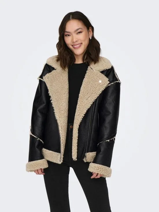 sherpa leather jacket