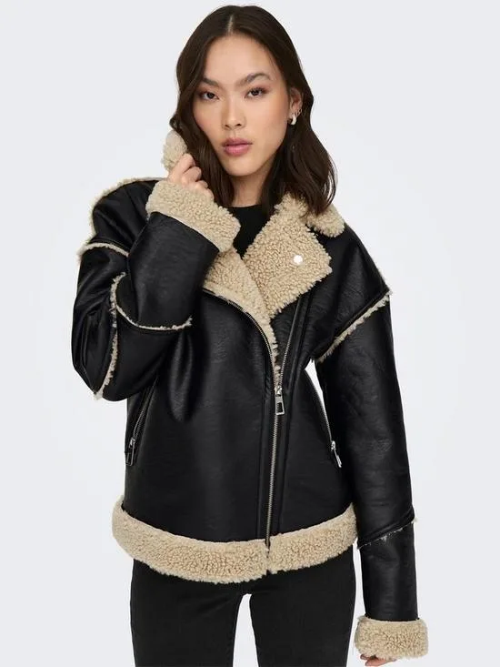 sherpa leather jacket