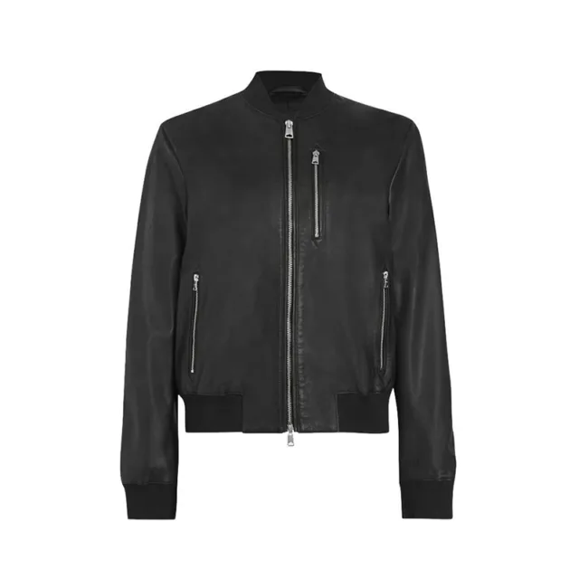 women black bomber leather jacket