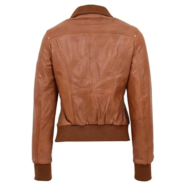 brown bomber leather jacket