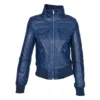 blue leather jacket