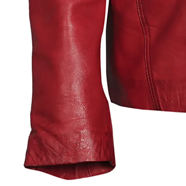 red leather faux jacket