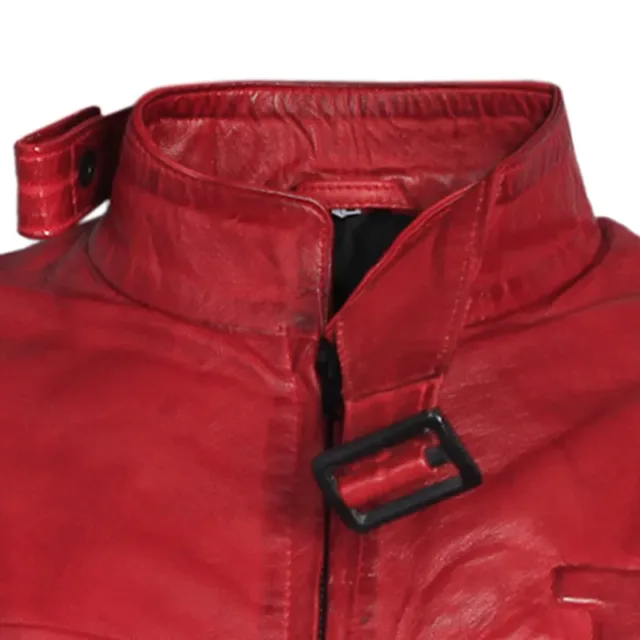 red leather faux jacket