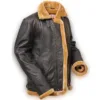 brown leather shearling jacket