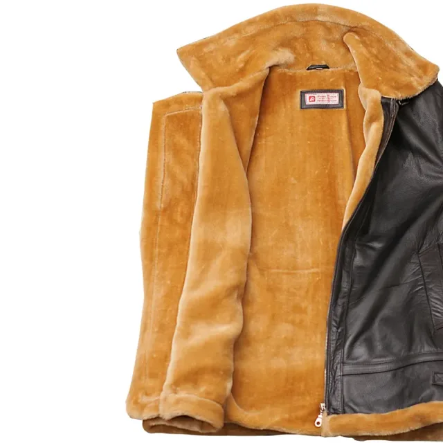 brown leather shearling jacket