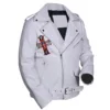 white leather motorcycle jacket