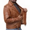 Infinity Men’s Slim Fit Cross Zip Brando Leather Jacket