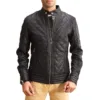 black quilted leather jacket