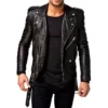 black slim fit biker jacket