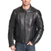 Men Padded Black Biker Leather Jacket