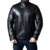 sheepskin black leather jacket