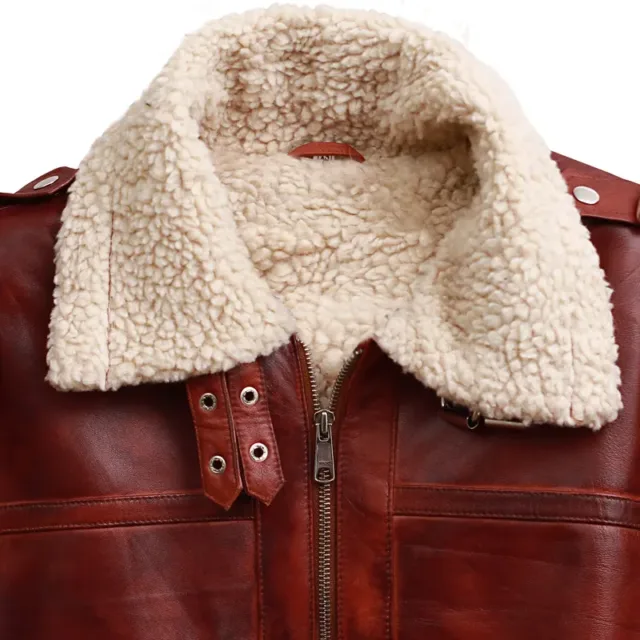 brown shearling leather jacket