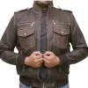 brown leather biker jacket