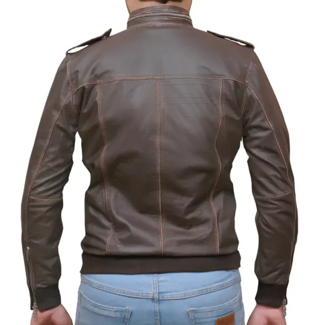 brown leather biker jacket