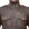 brown leather biker jacket