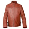 brown leather cafe racer jacket