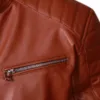 brown leather cafe racer jacket