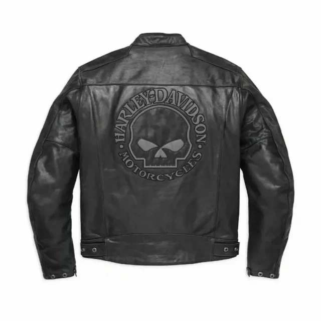 Harley Davidson Men's Blouson CUIR Skull Reflective Jacket Biker Leather Jacket